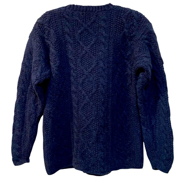 J. Crew Wool Cable Knit Heather Blue Sweater Unisex Men’s Small - Picture 2 of 5